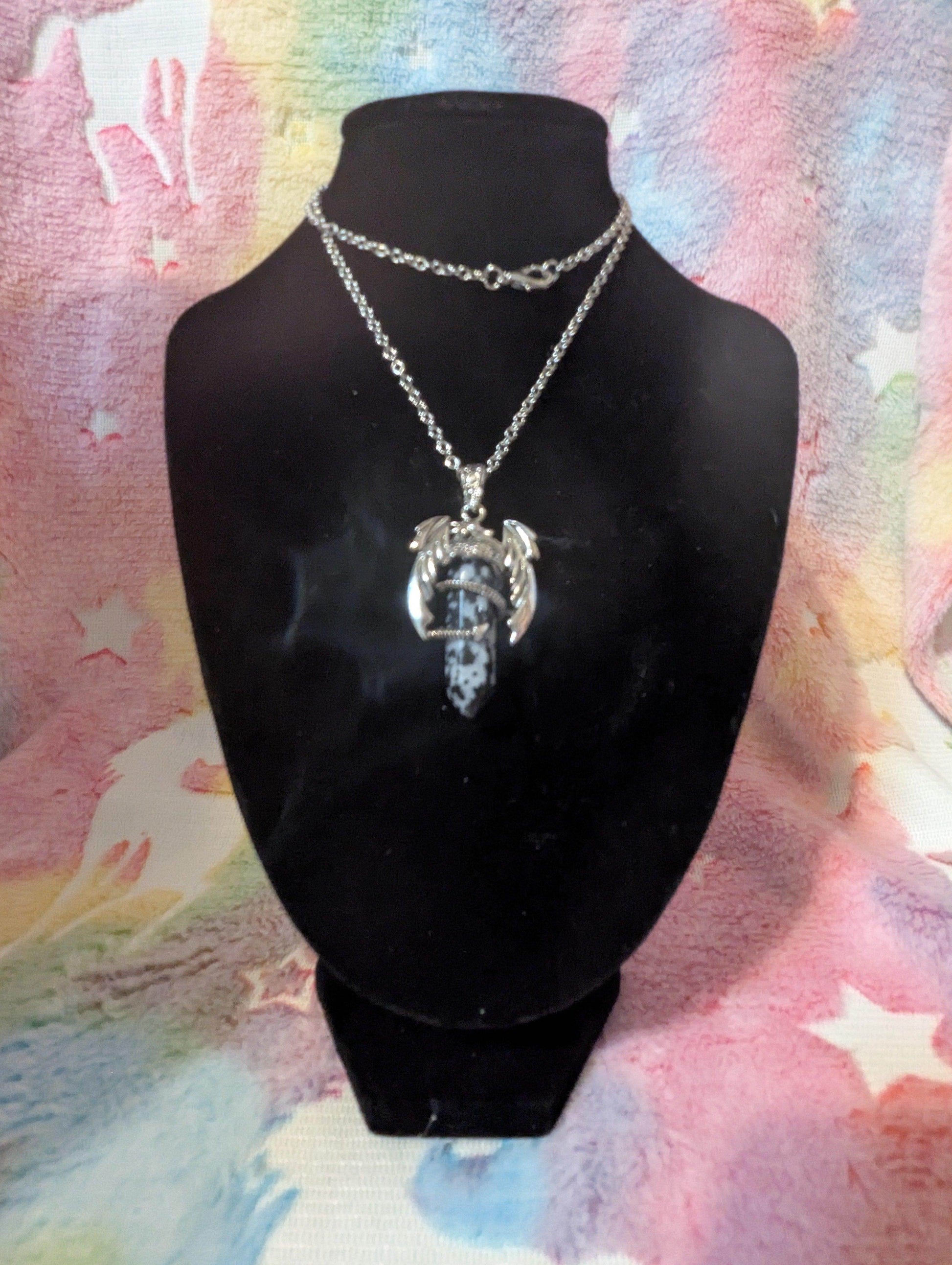 Dragon Gemstone Pendant (Random) - Bennett Creations and Crafts 