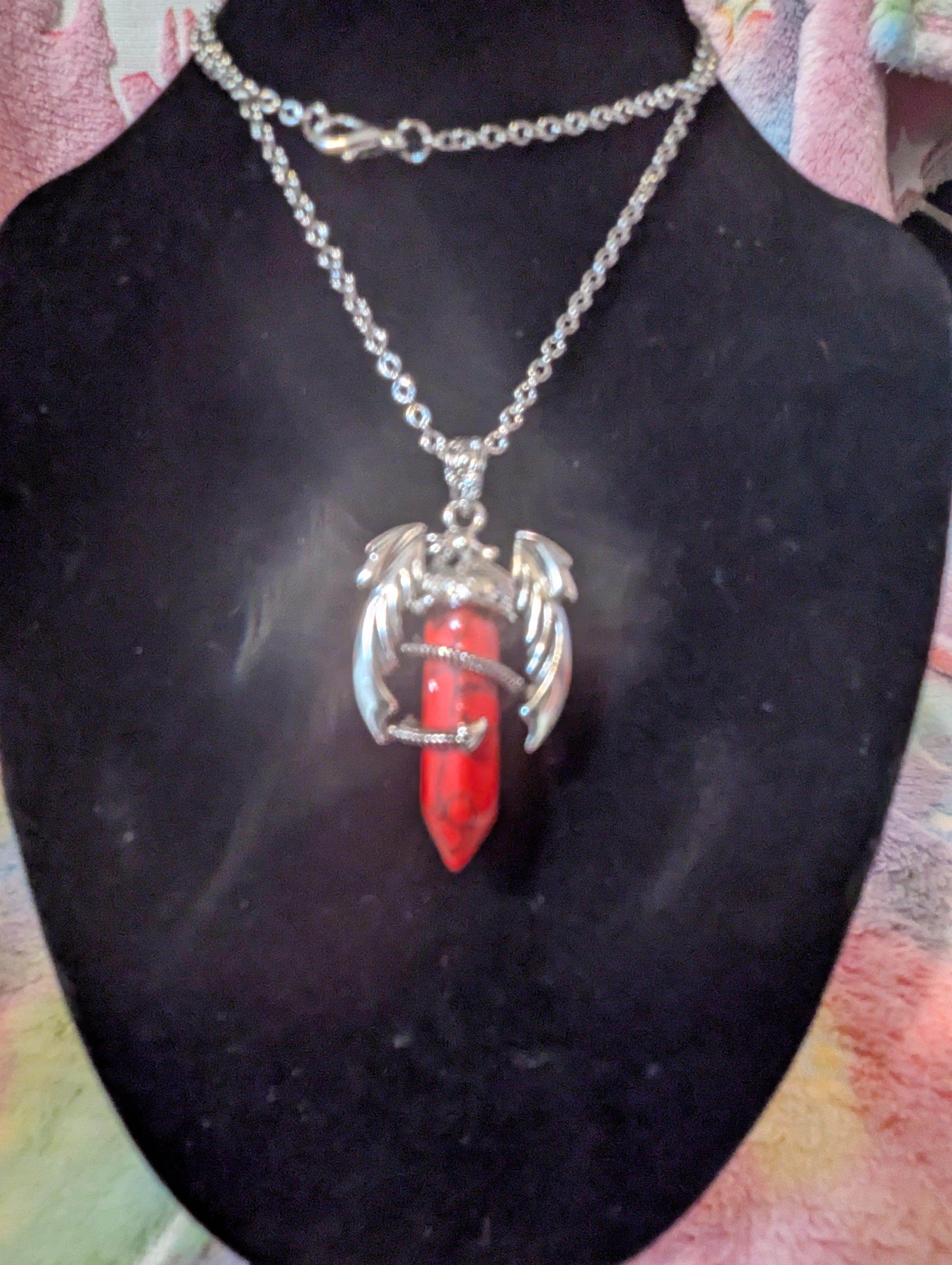 Dragon Gemstone Pendant (Random) - Bennett Creations and Crafts 