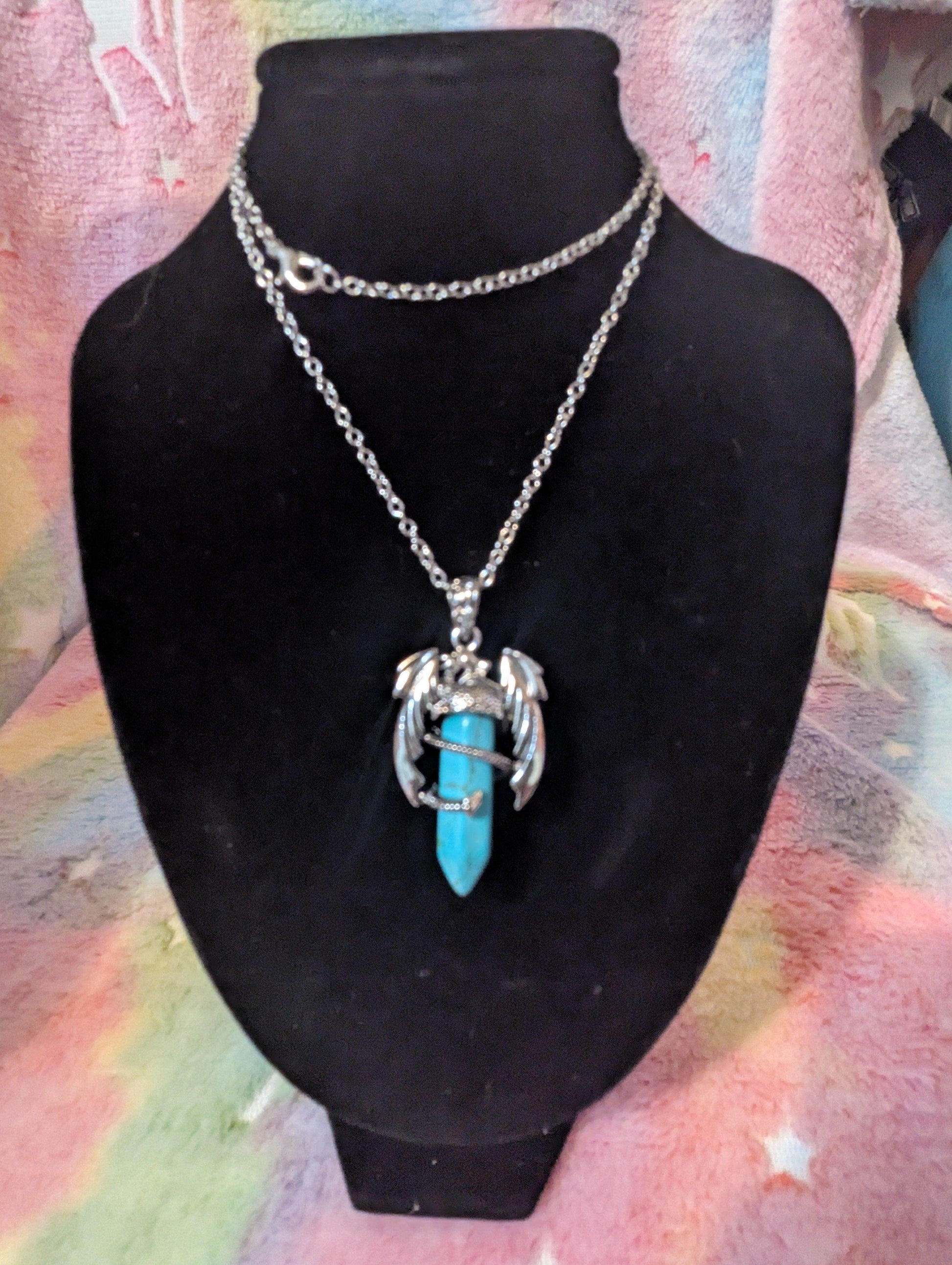 Dragon Gemstone Pendant (Random) - Bennett Creations and Crafts 