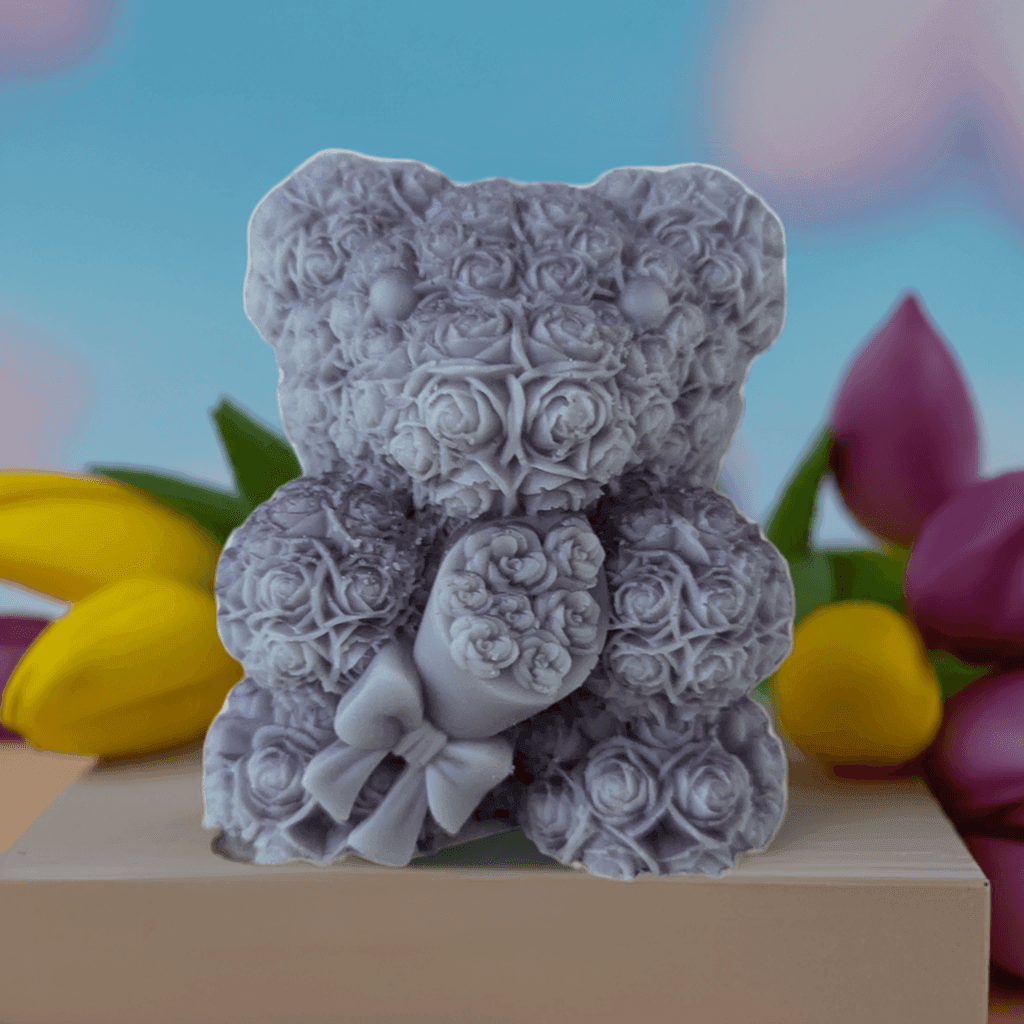 Large Rose Teddy Bear Resin - Bennett Creations and Crafts 