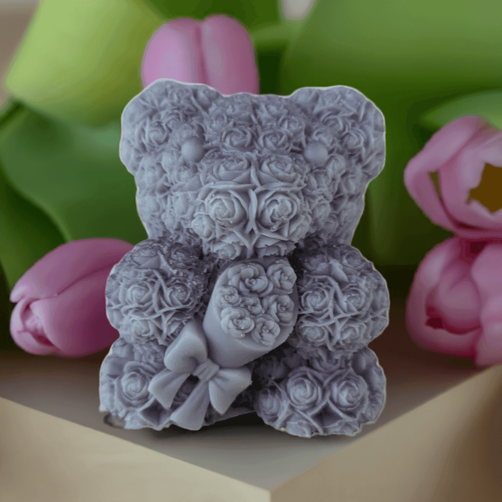Large Rose Teddy Bear Resin - Bennett Creations and Crafts 
